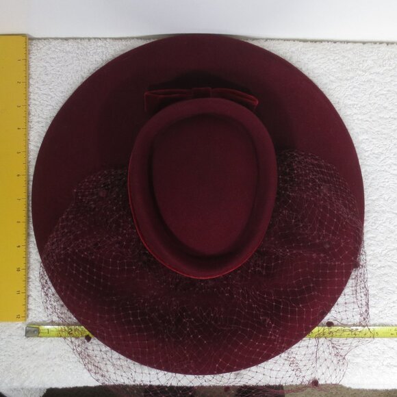Sonni SF Hat 40s Vintage Wine Picture Net Doeskin Wool Wide Brim by Bollman OS main image 8